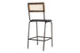 Iswa Leather & Cane Counter Chair - Aged Black-nkuku