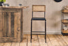 Iswa Leather & Cane Counter Chair - Aged Black-nkuku