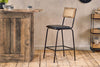 Iswa Leather & Cane Counter Chair - Aged Black-nkuku