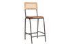 Iswa Leather & Cane Counter Chair - Aged Tan-nkuku