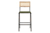 Iswa Leather & Cane Counter Chair - Rich Green-nkuku