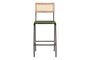 Iswa Leather & Cane Counter Chair - Rich Green-nkuku