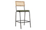 Iswa Leather & Cane Counter Chair - Rich Green-nkuku