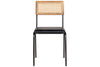 Iswa Leather & Cane Dining Chair - Black-nkuku