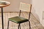 Iswa Leather & Cane Dining Chair - Green-nkuku