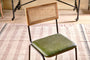 Iswa Leather & Cane Dining Chair - Green-nkuku