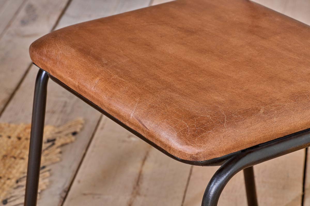 Iswa Leather & Cane Dining Chair - Tan-nkuku