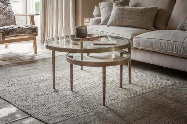 Jiya Iron & Glass Nested Coffee Tables - Brass