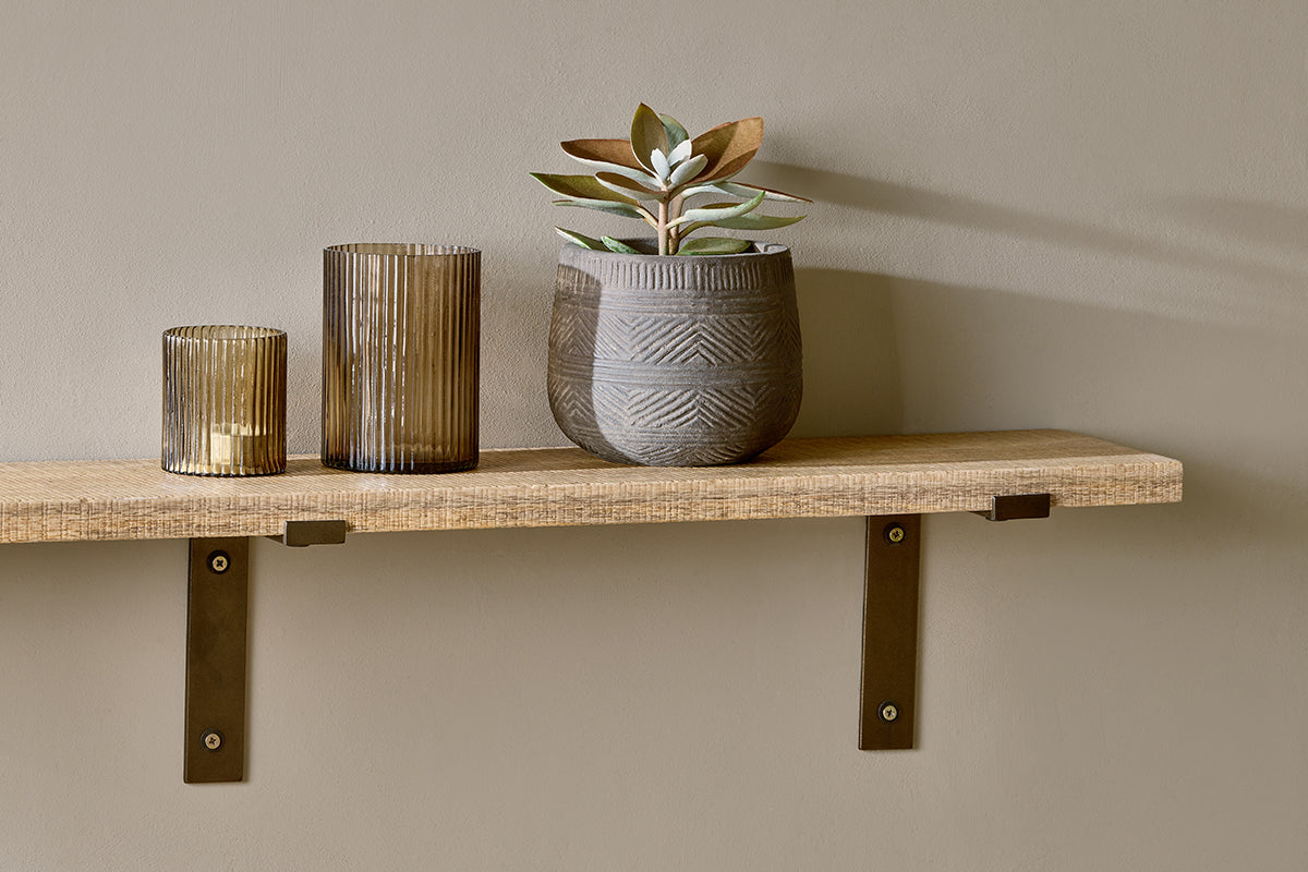 Japhali Mango Wood And Iron Shelf - Long-nkuku