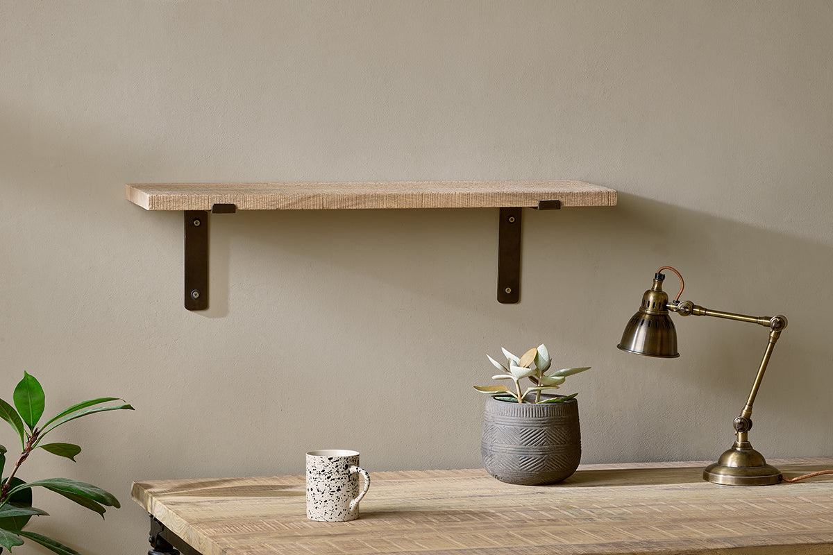 Japhali Mango Wood And Iron Shelf - Medium-nkuku