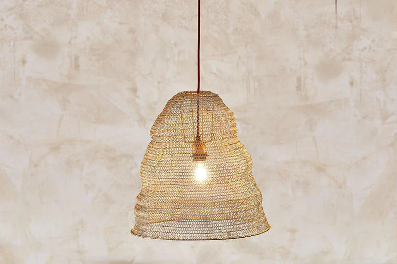 Jatani Wire Lampshade - Antique Brass - Large Oval-nkuku