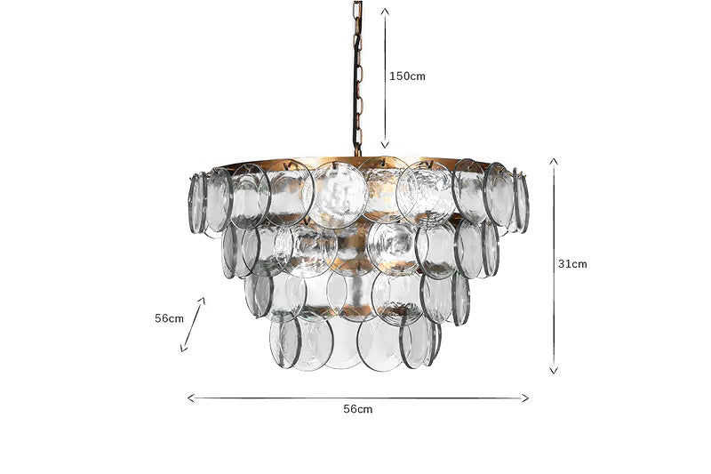 Kagitha Recycled Glass Statement Chandelier - Antique Brass & Clear