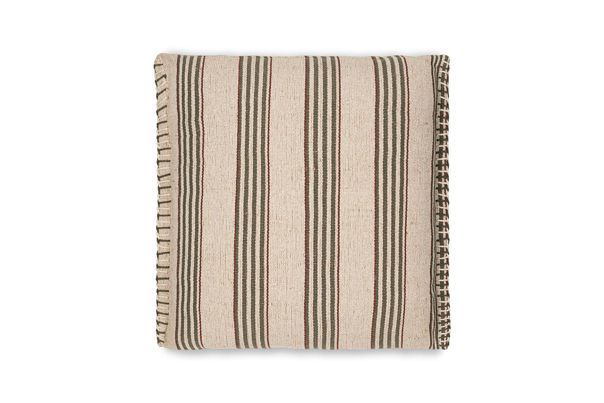 Kaia Jute & Cotton Cushion Cover - Moss Green & Rust