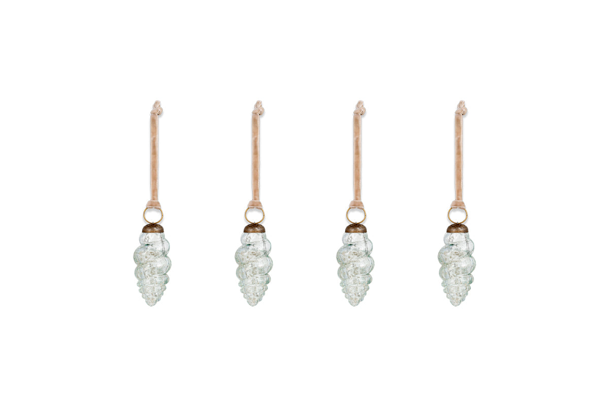 Khol Shell Baubles - Clear Antique - (Set of 4)