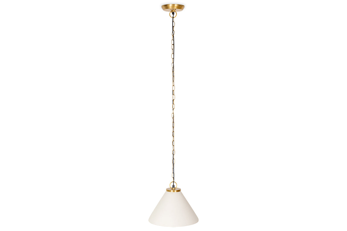 Kiara Organic Shape Ceramic Pendant Light - Off White & Antique Brass