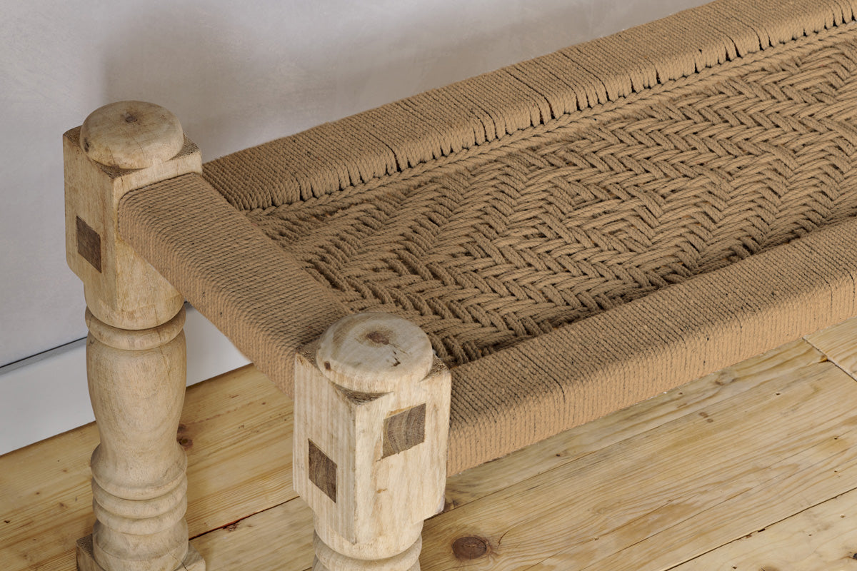 Kutumba Woven Indian Bench - Natural