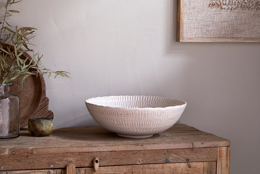 Kayanna Ceramic Decorative Bowl - White-nkuku