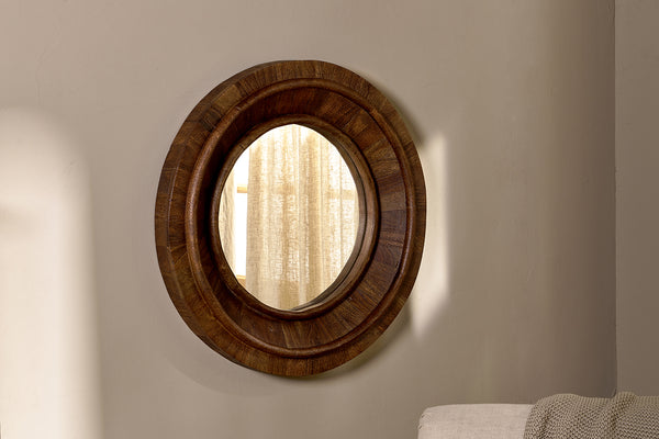 Kayia Acacia Wood Mirror - Walnut-nkuku