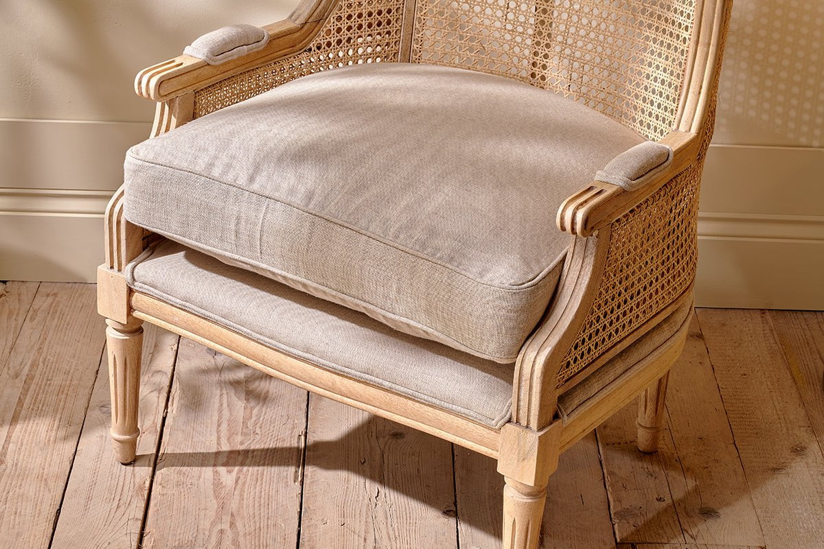 Kaziria Cane & Linen Armchair - Natural- nkuku