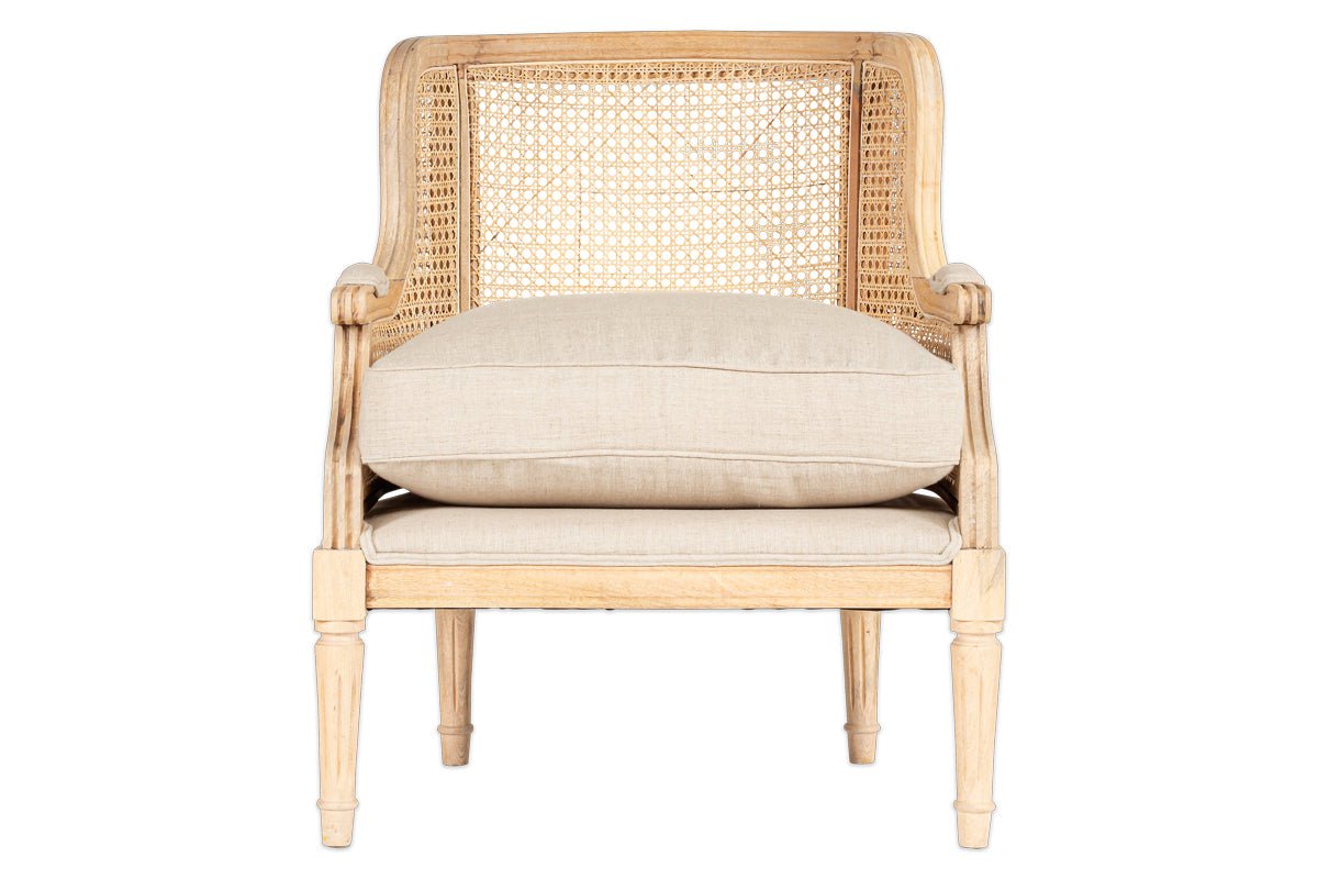 Kaziria Cane & Linen Armchair - Natural- nkuku