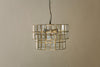 Kirindi Glass Panelled Chandelier - Clear & Antique Brass-nkuku