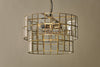 Kirindi Glass Panelled Chandelier - Clear & Antique Brass-nkuku