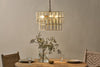 Kirindi Glass Panelled Chandelier - Clear & Antique Brass-nkuku