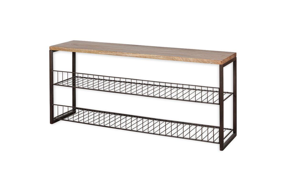 Kiyoma Iron & Wood Low Standing Shelves - Natural-nkuku