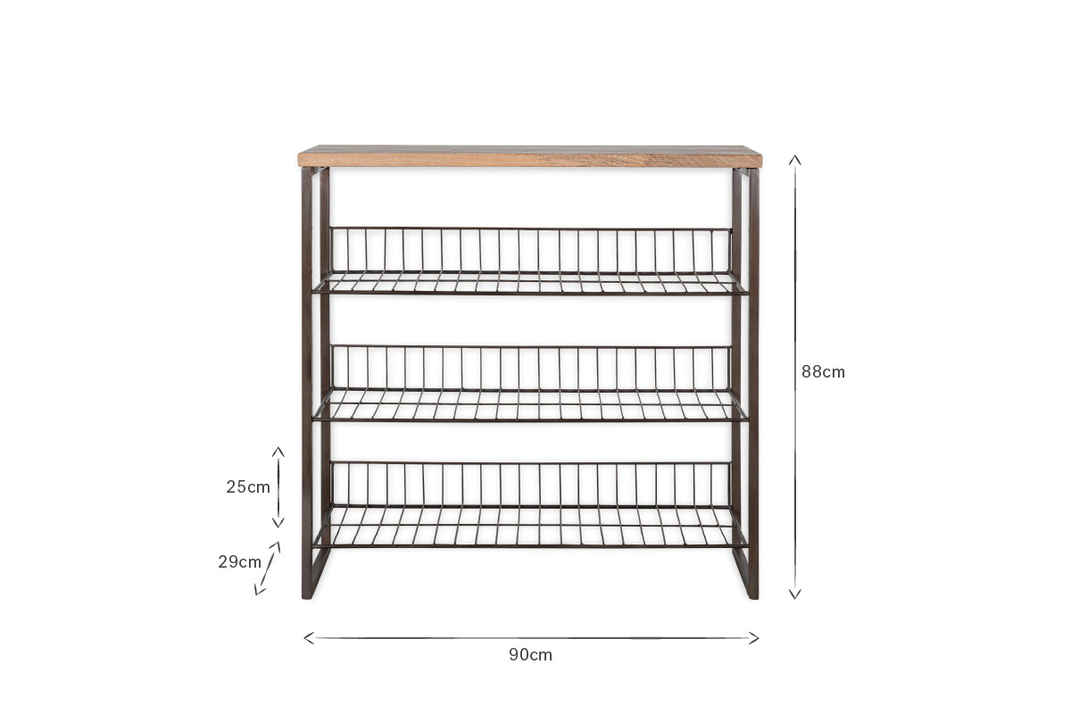 Kiyoma Iron & Wood Tall Standing Shelves - Natural-nkuku