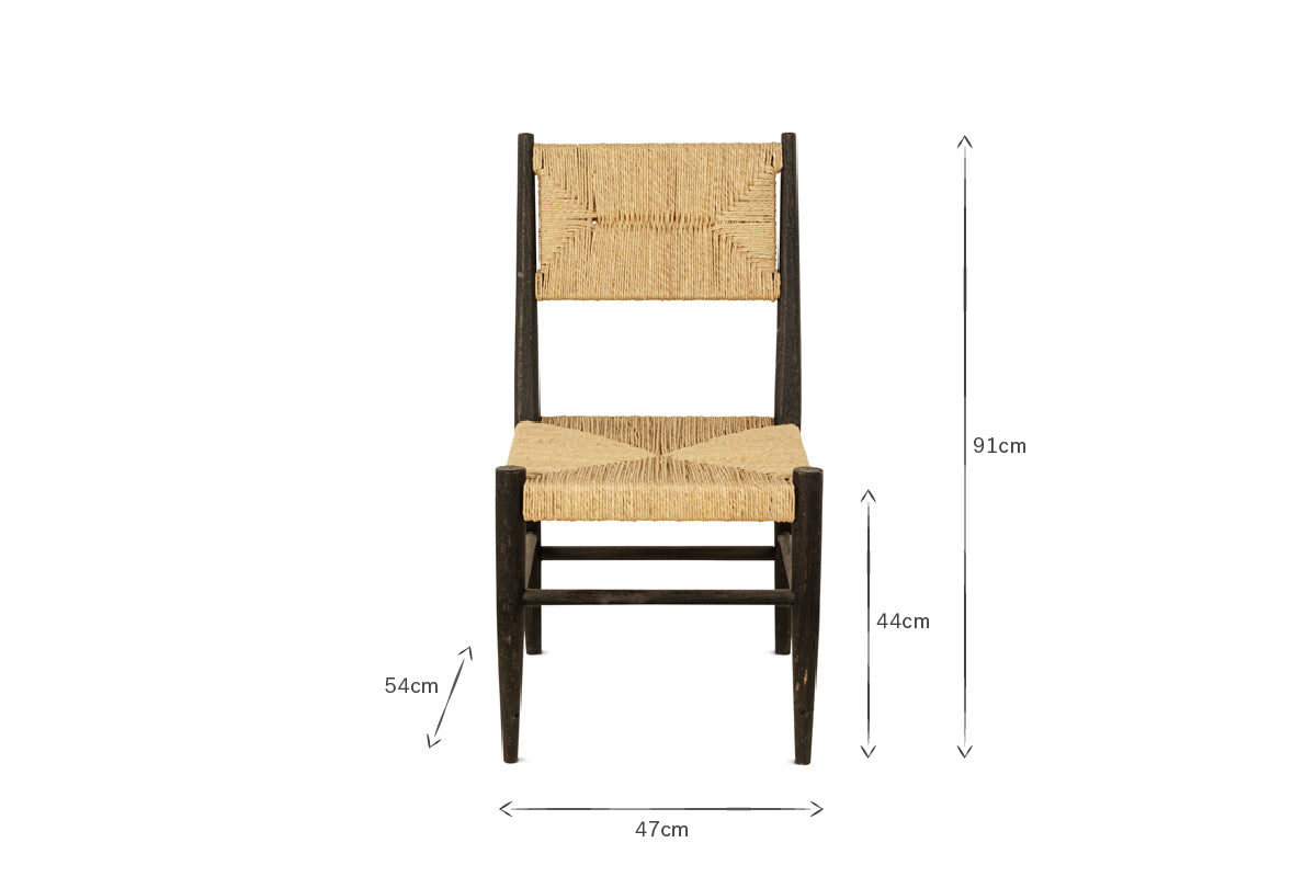 Lohanda Acacia & Munja Grass Dining Chair - Charcoal