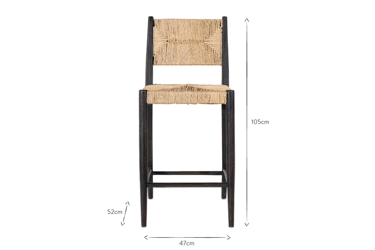 Lohanda Acacia & Munja Grass Counter Chair - Charcoal