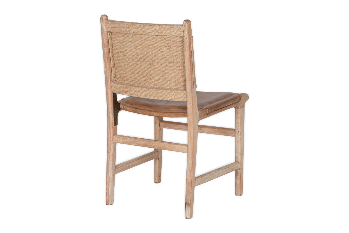 Nayan Leather & Jute Dining Chair - Tan