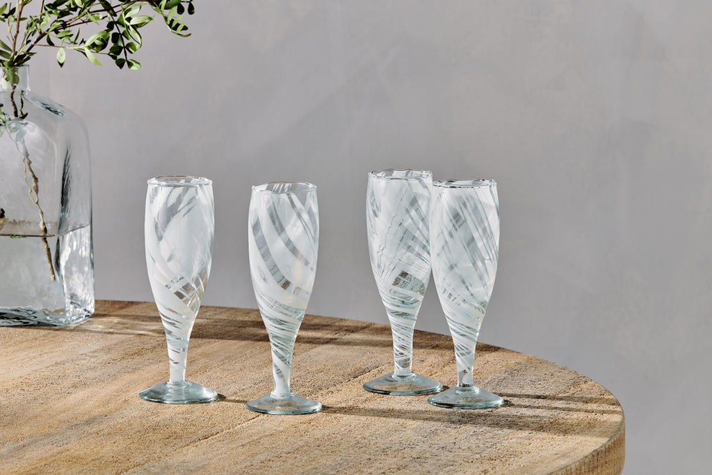 Lohara Champagne Glass - White (Set of 4)