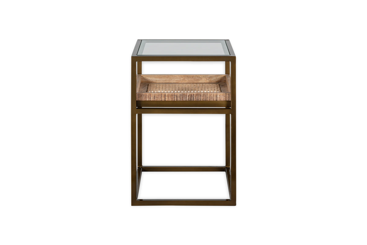 Luzon Iron & Mango Wood Display Side Table - Brass