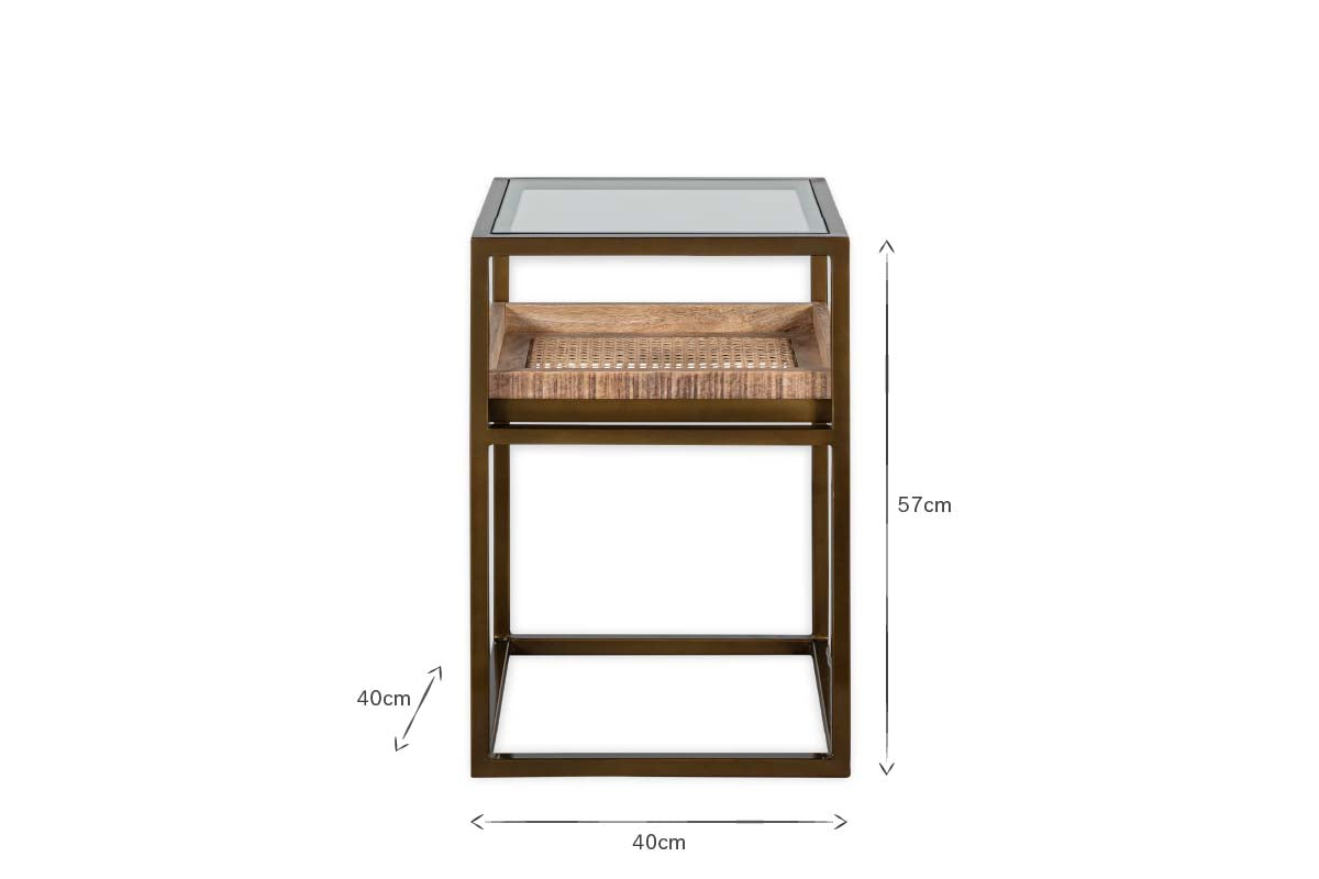 Luzon Iron & Mango Wood Display Side Table - Brass