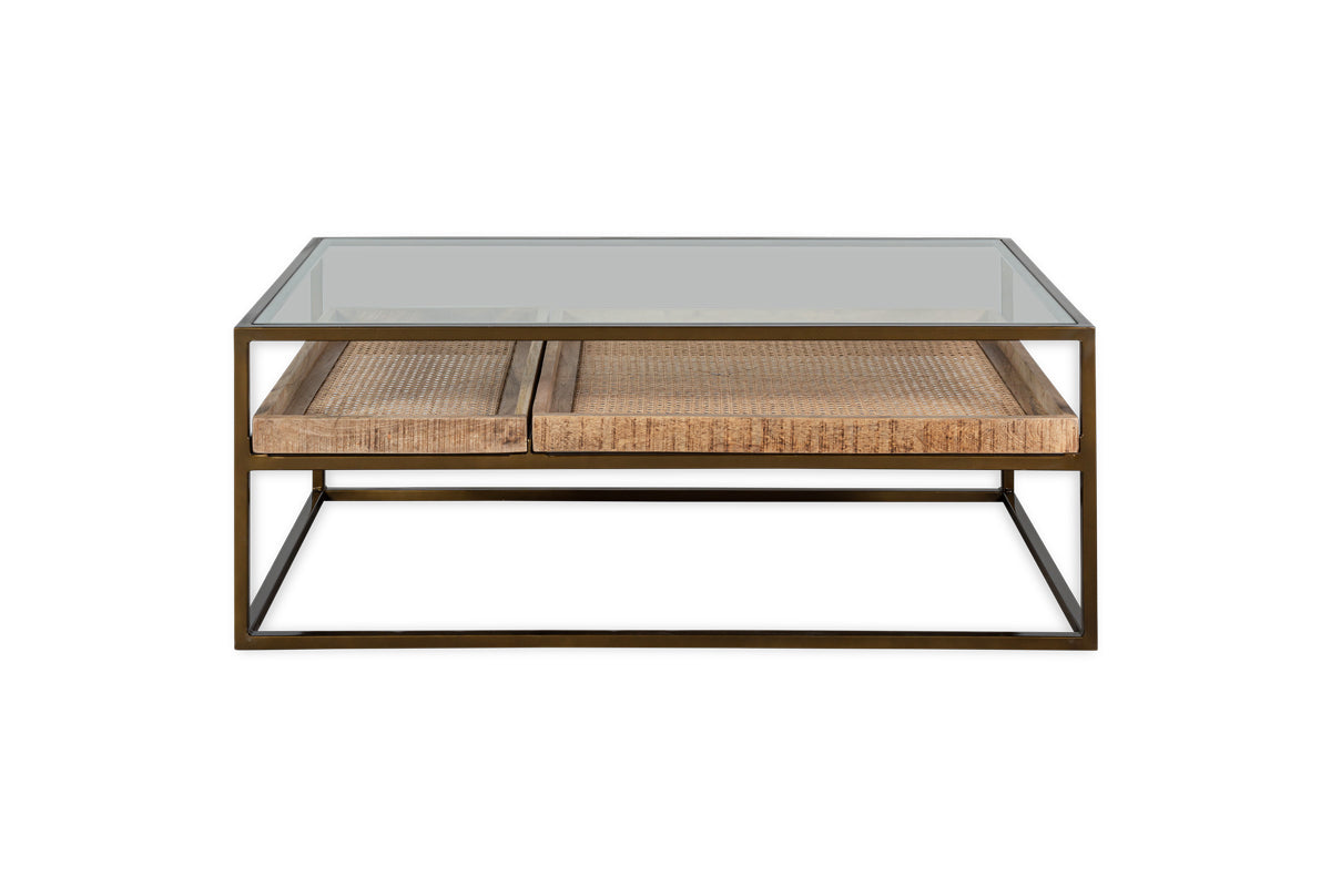 Luzon Iron & Mango Wood Display Coffee Table - Brass