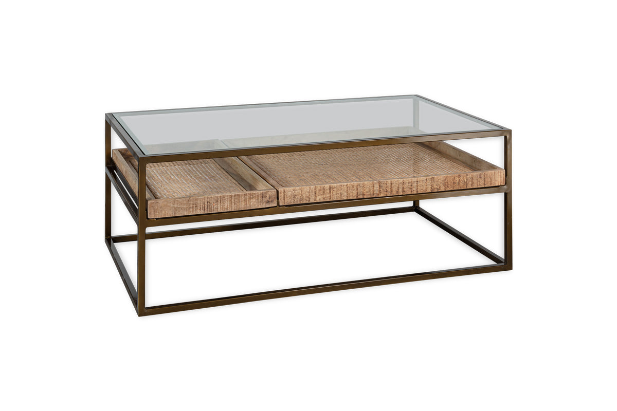 Luzon Iron & Mango Wood Display Coffee Table - Brass