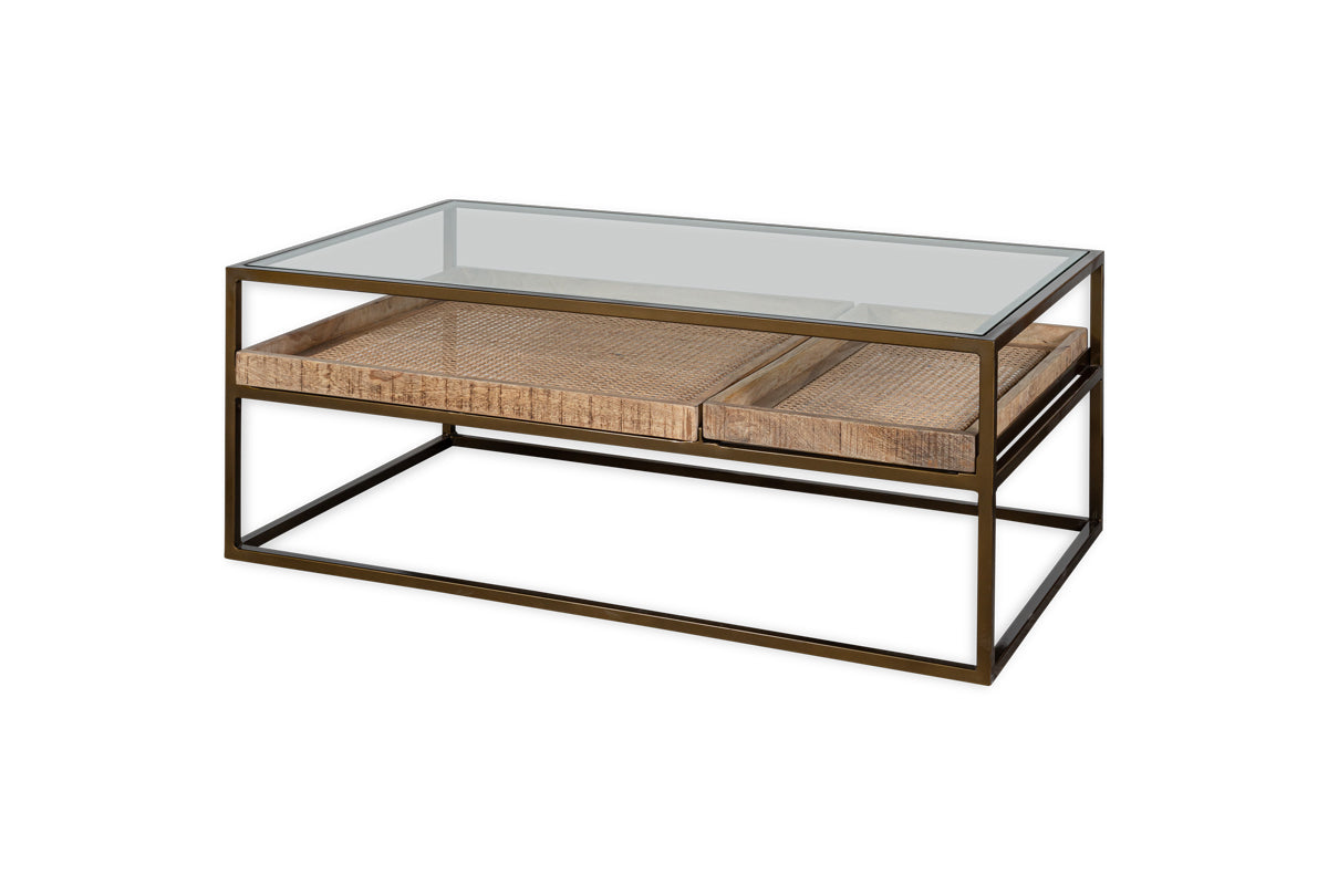 Luzon Iron & Mango Wood Display Coffee Table - Brass