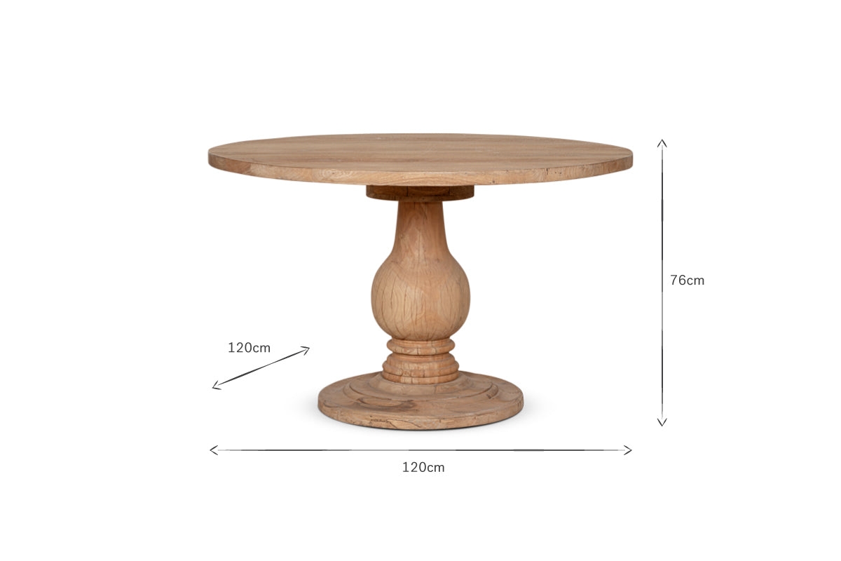 Laya Round Carved Mango Wood Table - Small-nkuku