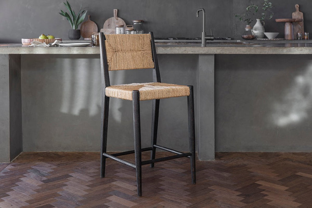 Lohanda Acacia & Munja Grass Counter Chair - Charcoal-nkuku