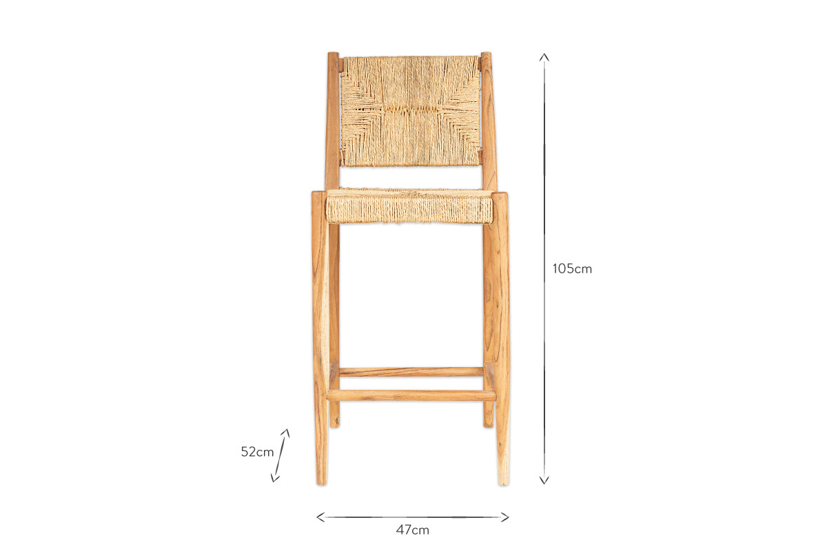 Lohanda Acacia & Munja Grass Counter Chair - Natural-nkuku