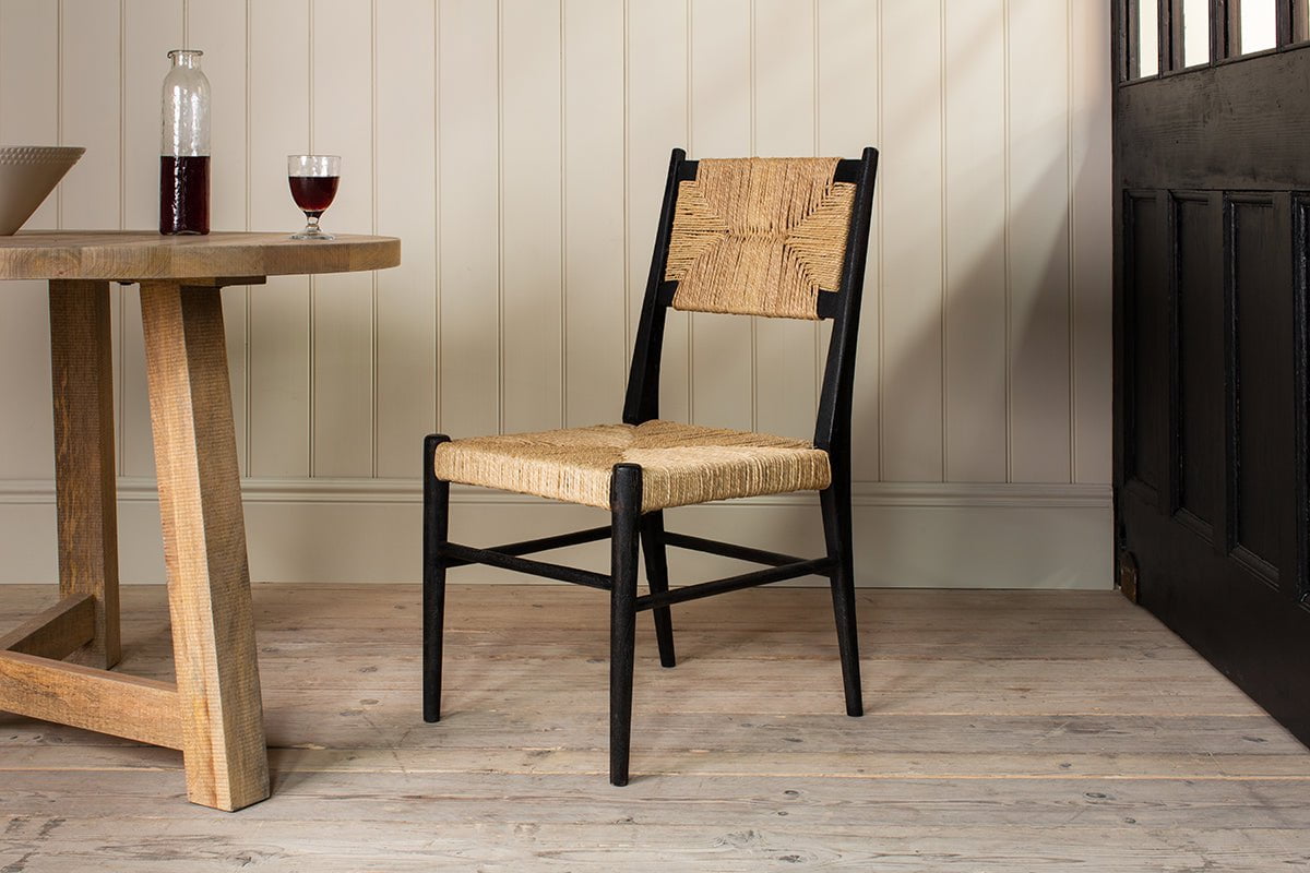 Lohanda Acacia & Munja Grass Dining Chair - Charcoal-nkuku