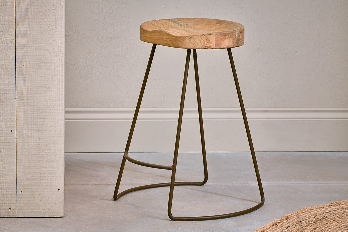 Loko Mango Wood Stool - Short-nkuku