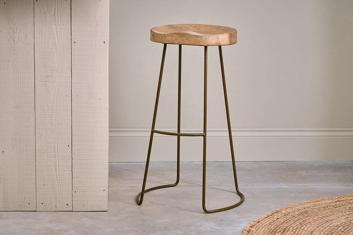 Loko Mango Wood Stool - Tall-nkuku