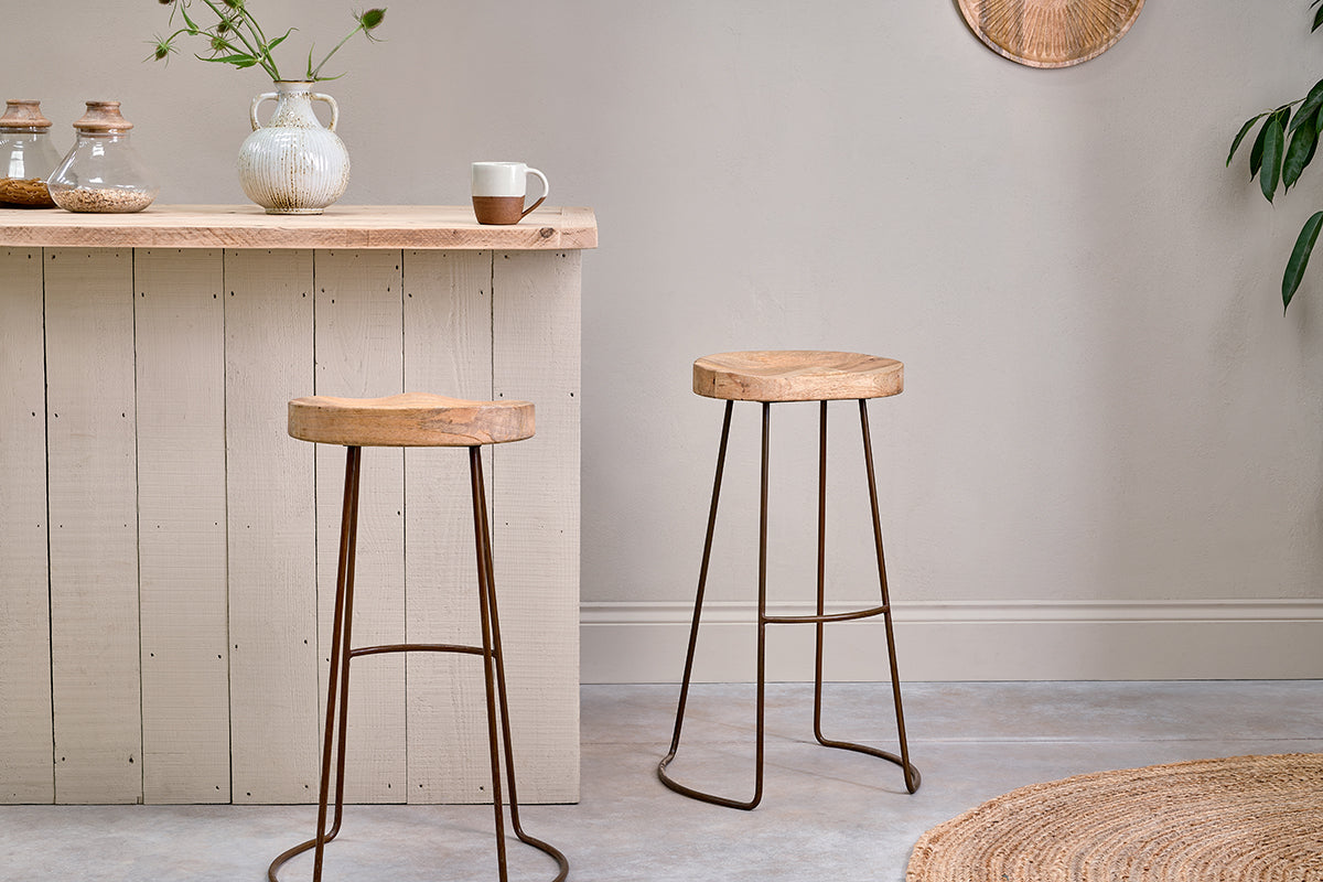 Loko Mango Wood Stool - Tall-nkuku