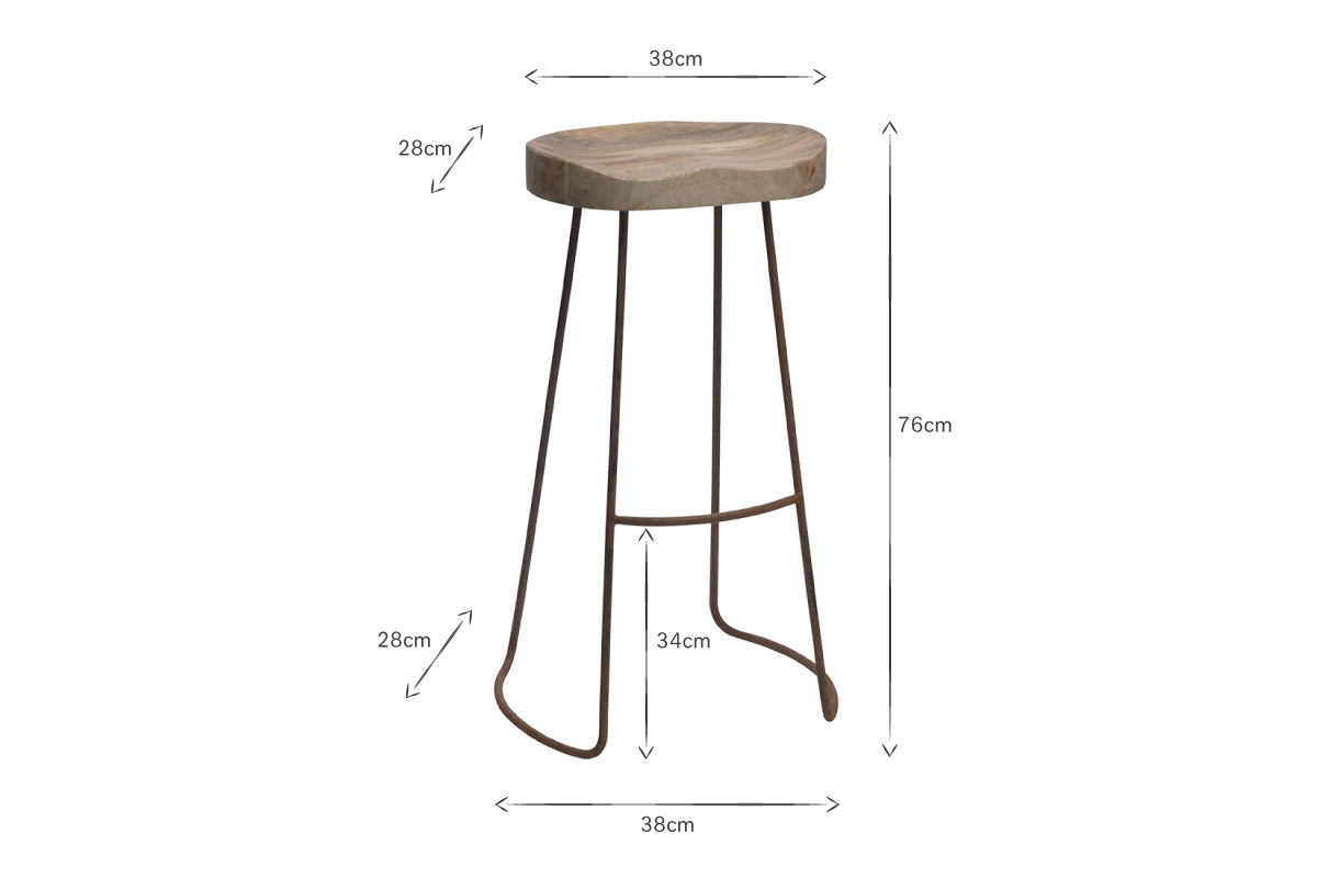 Loko Mango Wood Stool - Tall-nkuku