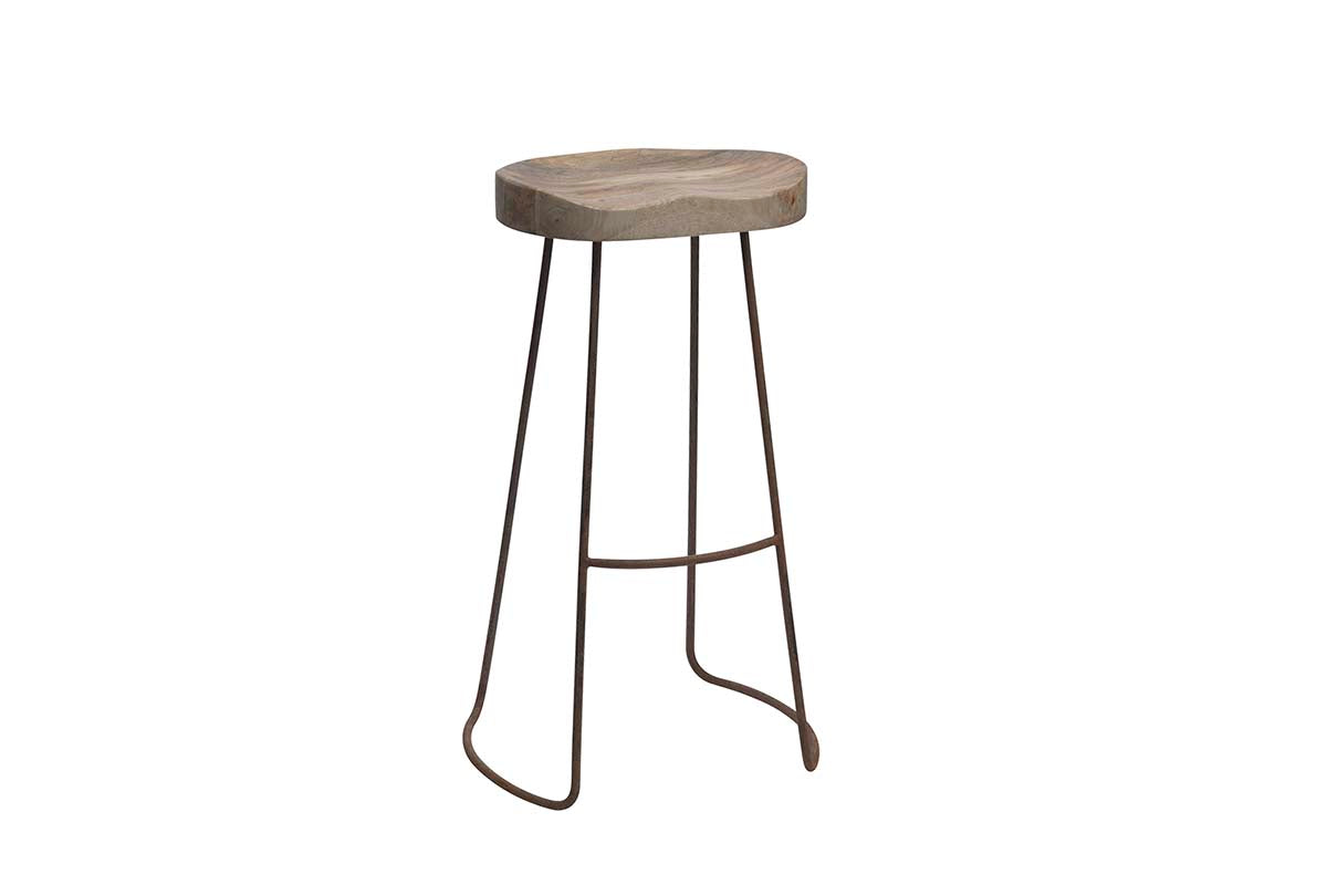 Loko Mango Wood Stool - Tall-nkuku