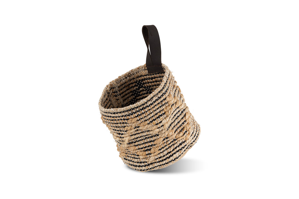 Mannu Cotton & Hemp Wall Hung Basket - Natural & Black