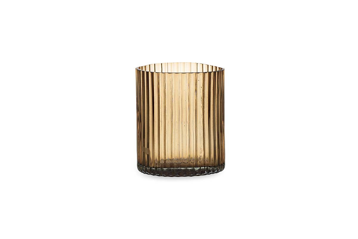 Malana Recycled Glass Candle Holder - Smoke Brown