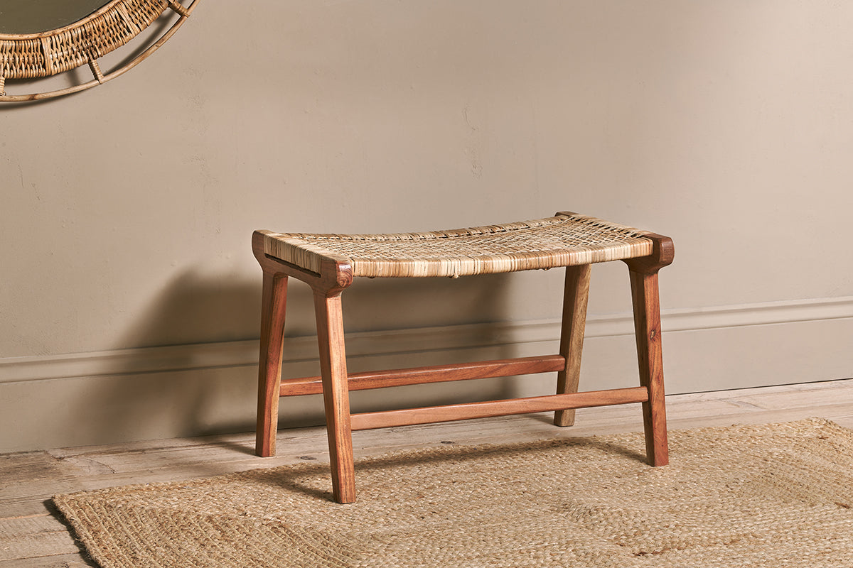 Madrisana Acacia & Rattan Footstool